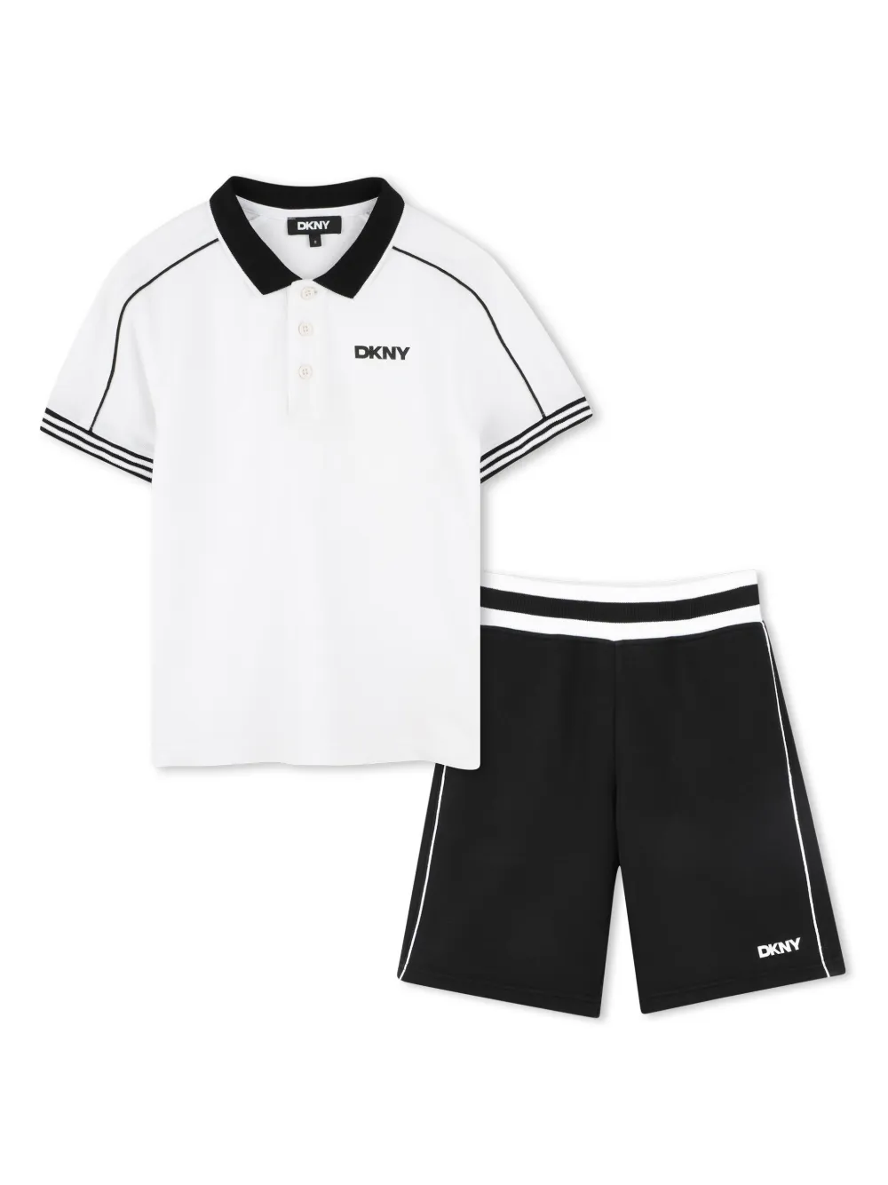 Dkny Kids Poloshirt en shorts met logoprint Wit