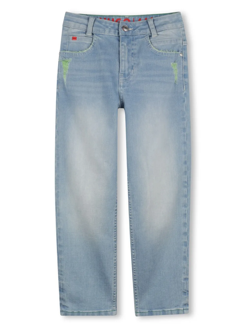 HUGO KIDS Jeans met logopatch Blauw
