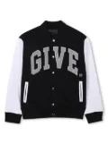 Givenchy Kids logo-patch bomber jacket - Black