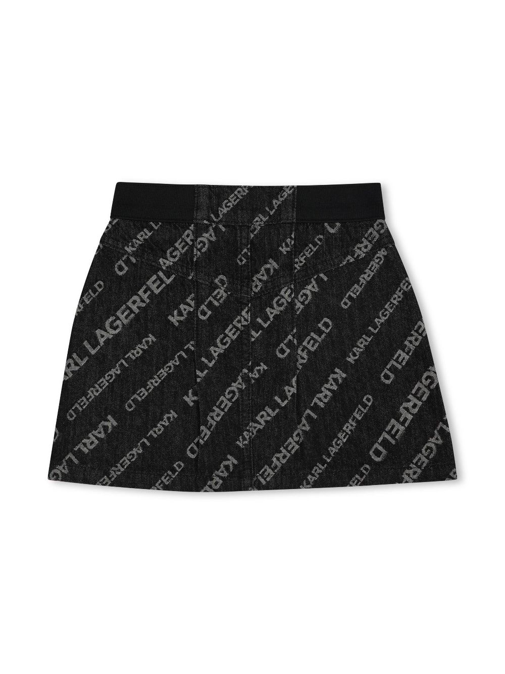 Karl Lagerfeld Kids logo-jacquard denim skirt - Grey