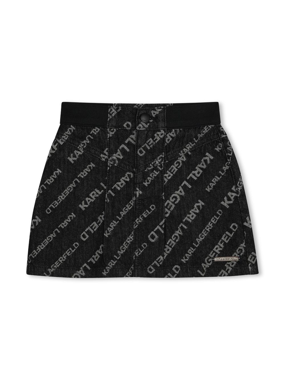 Karl Lagerfeld Kids logo-jacquard denim skirt - Grey