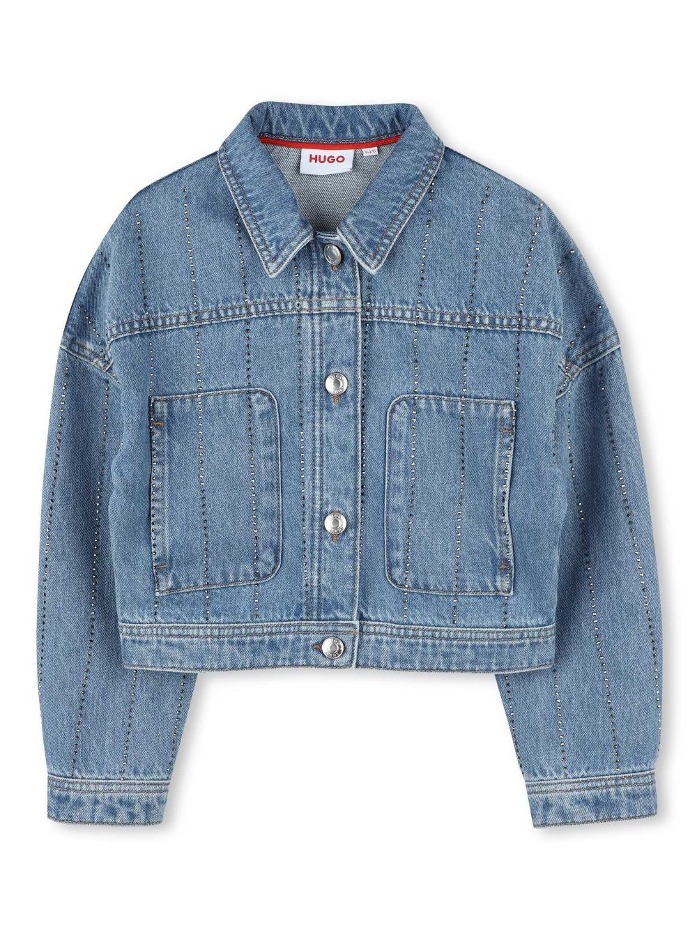 HUGO KIDS pleat-detail denim jacket - Blue