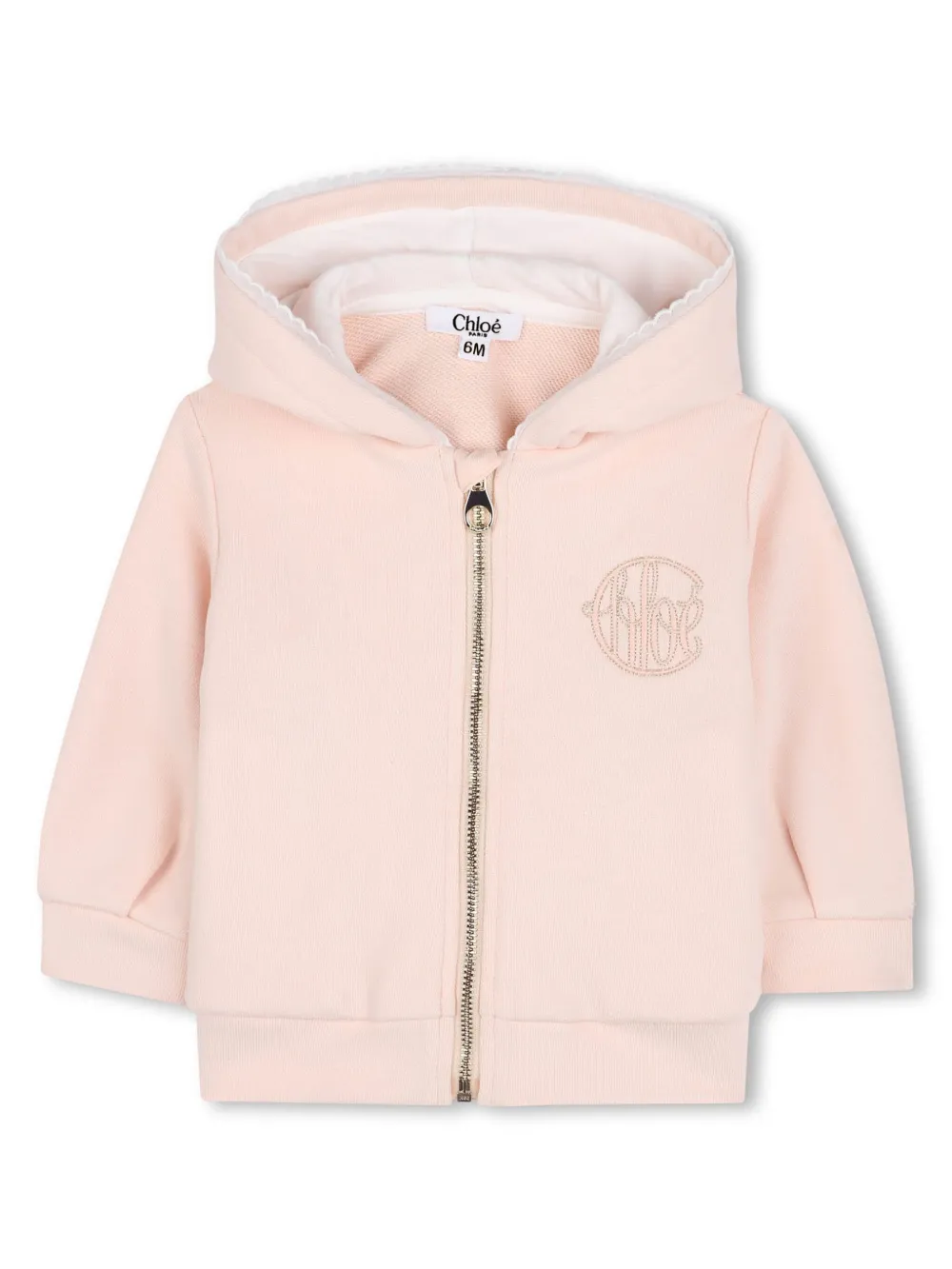 Chloé Kids Katoenen hoodie met geborduurd logo Roze