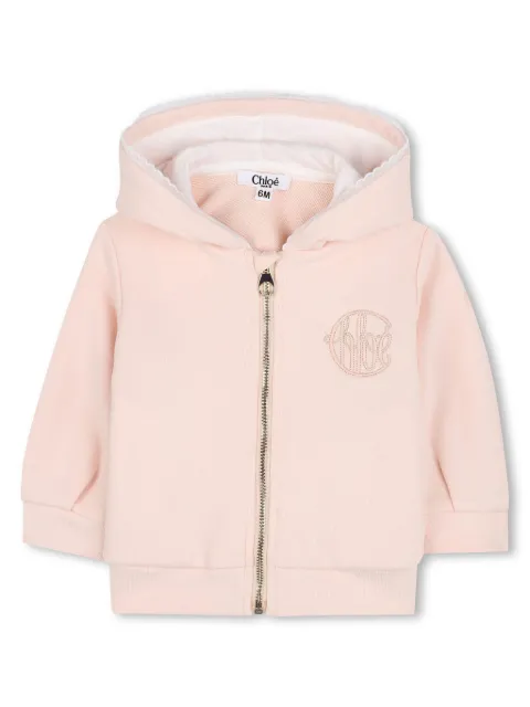 Chloé Kids logo-embroidered cotton hoodie