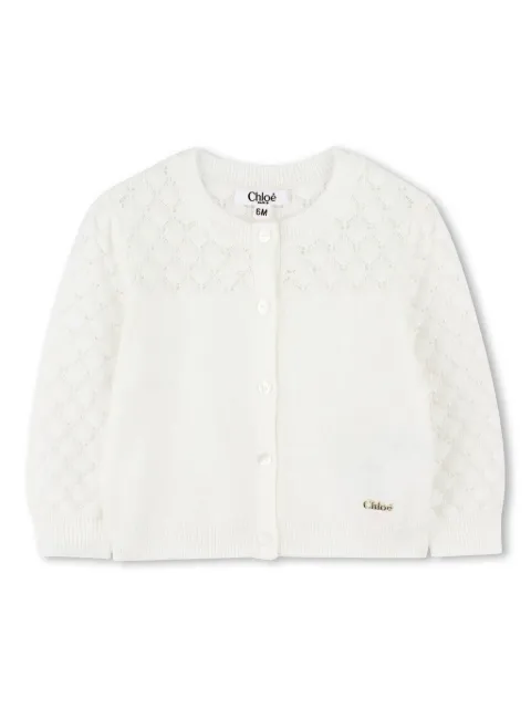 Chloé Kids cárdigan tejido con placa del logo