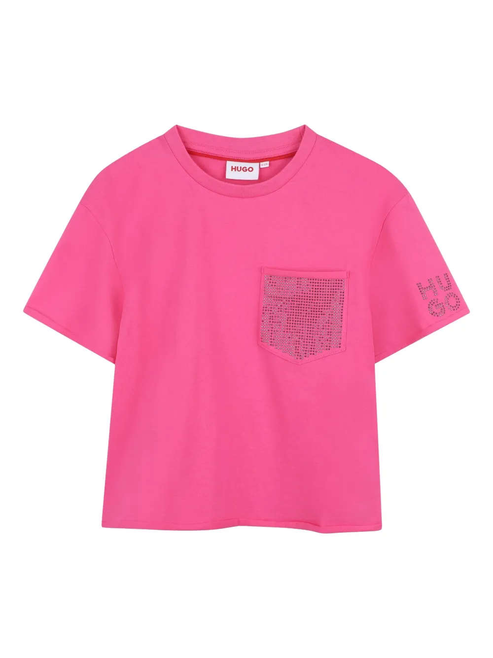 HUGO KIDS logo-embellished cotton t-shirt | Pink | Image 1