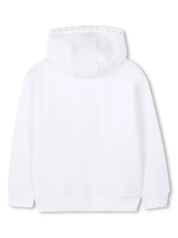 Givenchy Kids rhinestone-logo Zipped Hoodie | White | FARFETCH