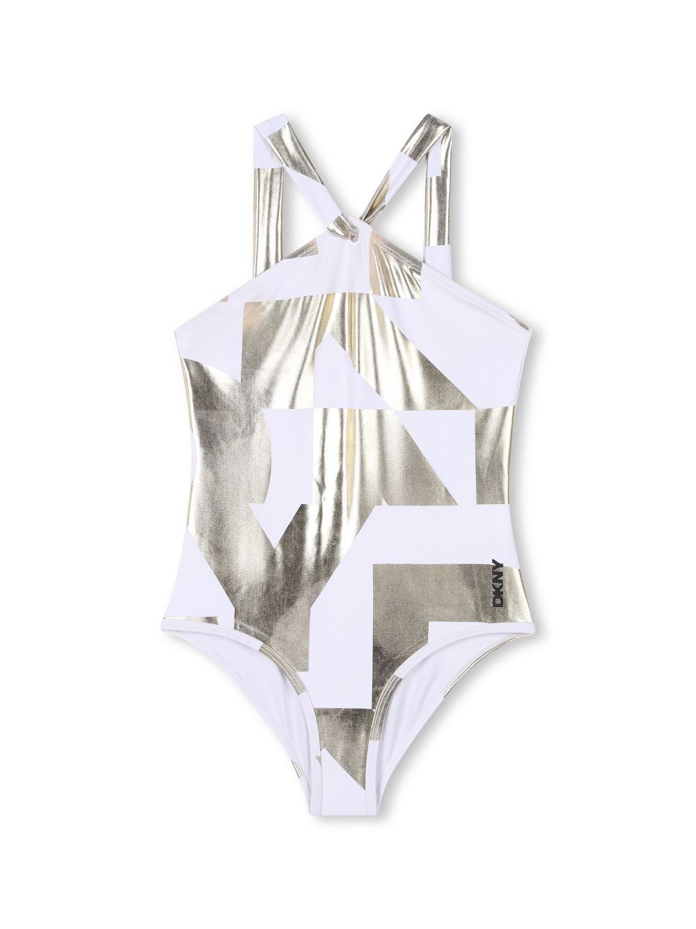 Dkny Kids logo-print swimsuit - Gold