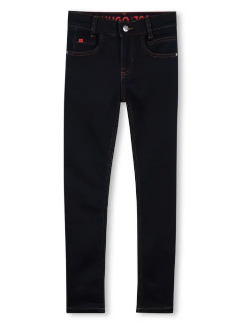 HUGO KIDS logo-patch tapered jeans 