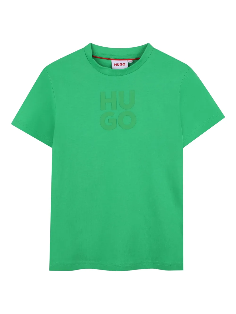 HUGO KIDS Katoenen T-shirt met logo-reliëf Groen