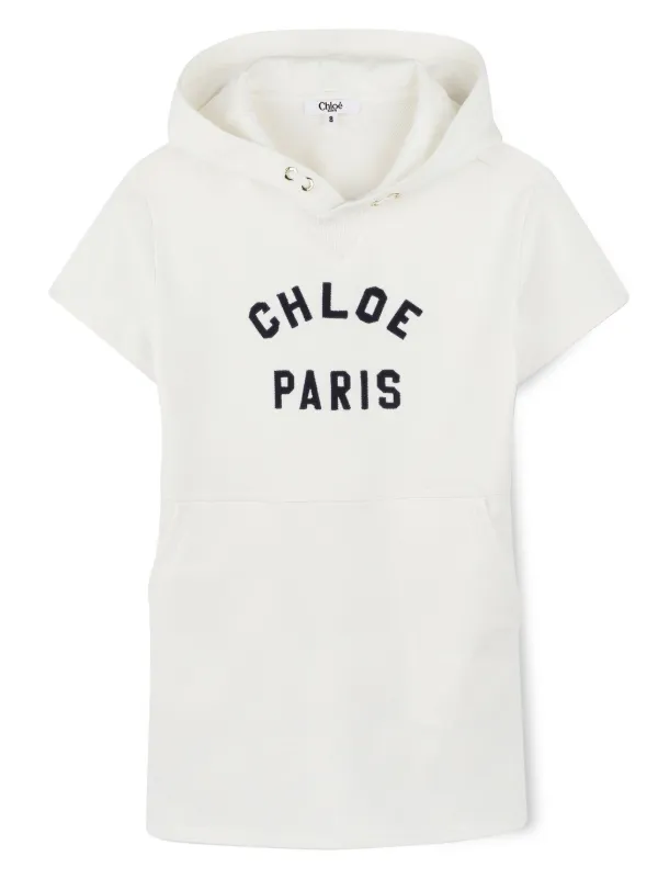 関税込☆大人もOK CHLOE KIDS☆ロゴ刺繍 パーカーワンピース012 Chloé Kids ロゴ ワンピース | ホワイト | FARFETCH JP
