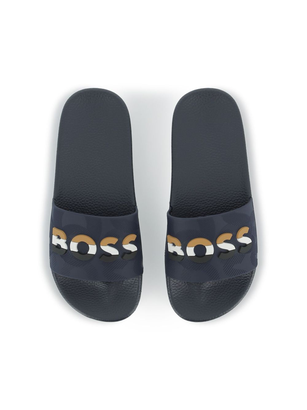 BOSS Kidswear logo-embossed slides Blue