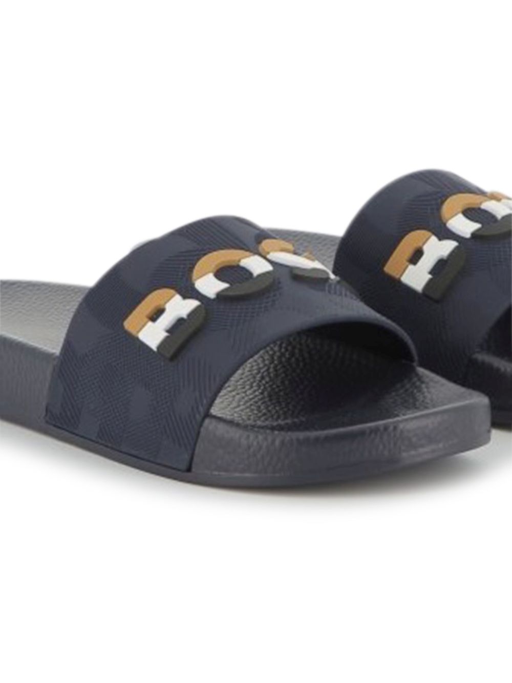 BOSS Kidswear logo-embossed slides Blue