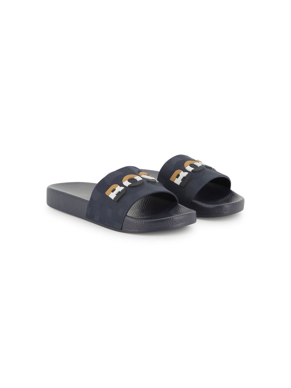 BOSS Kidswear logo-embossed slides Blue