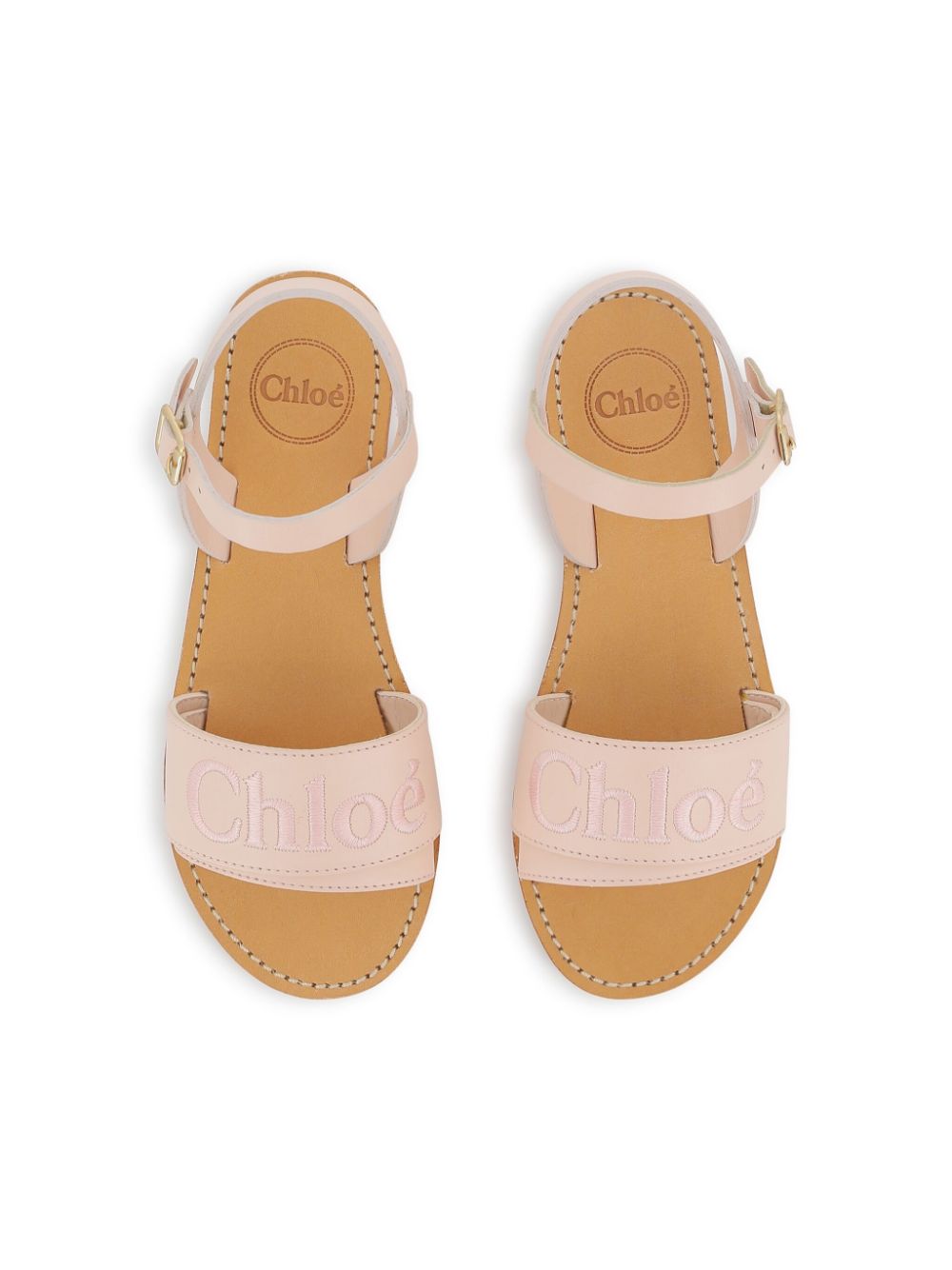 Chloé Kids logo-embroidered sandals Pink