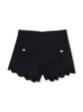 Chloé Kids scallop-edge linen shorts - Blue