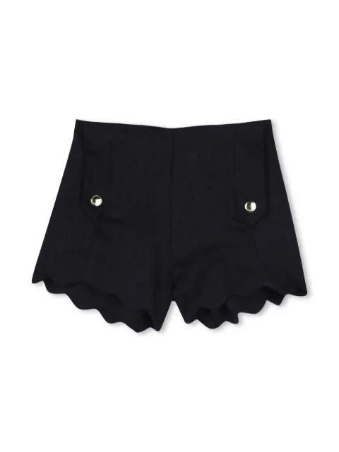 Chloé Kids scallop-edge linen shorts