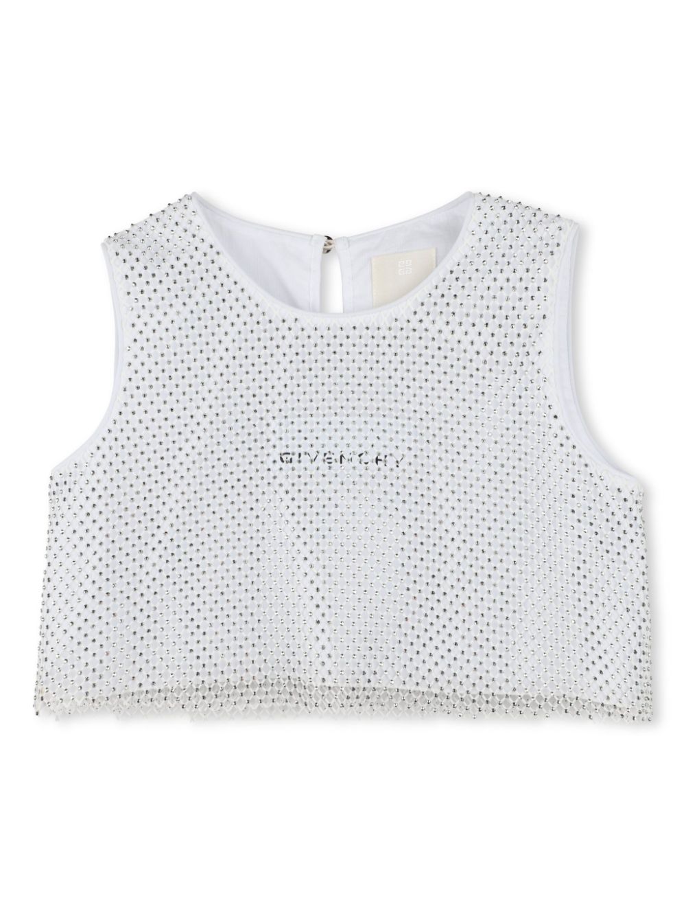 Givenchy Kids rhinestone-embellished mesh top - Grey