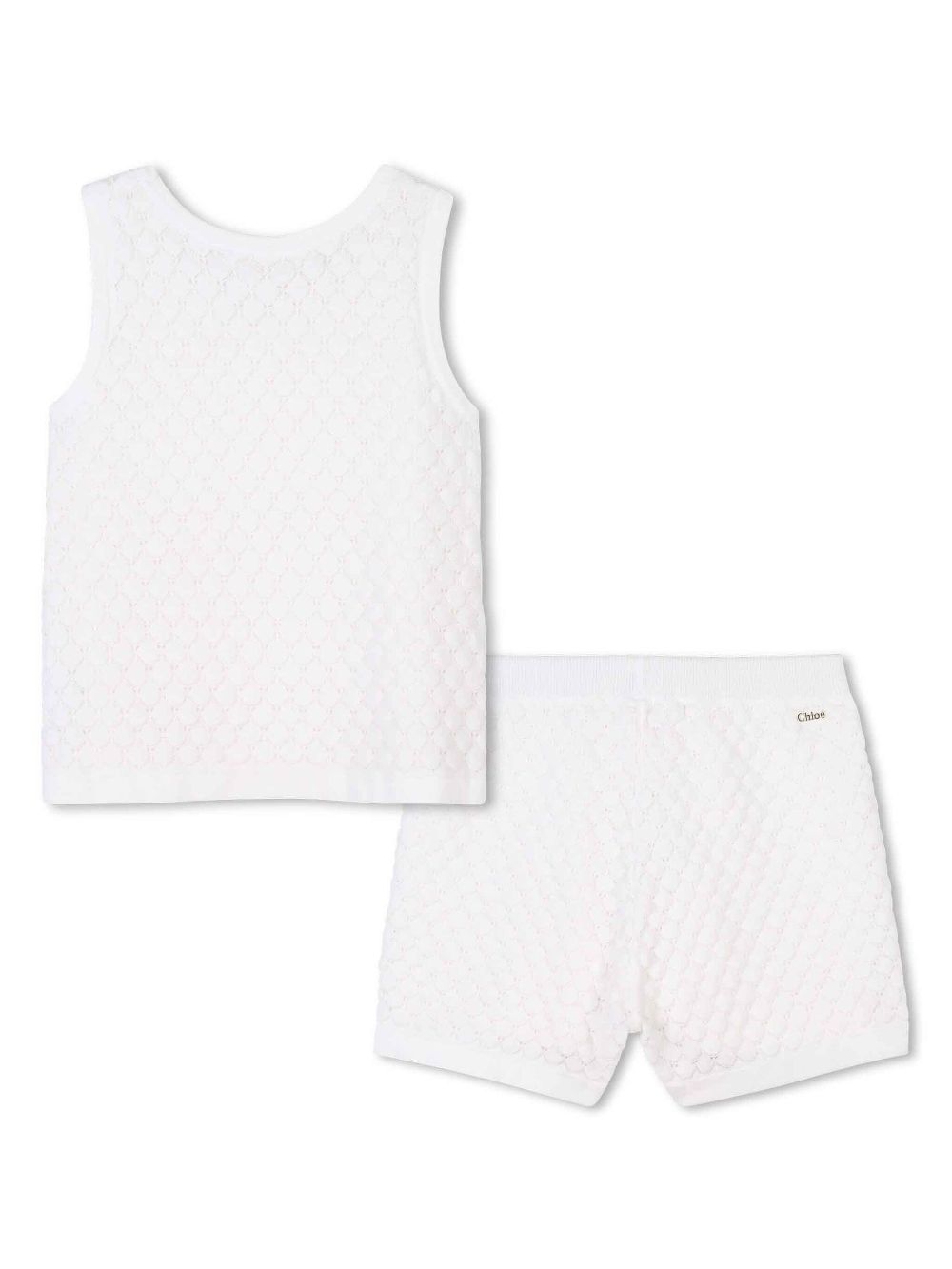 Chloé Kids Tanktop en shorts van biologisch katoen - Wit