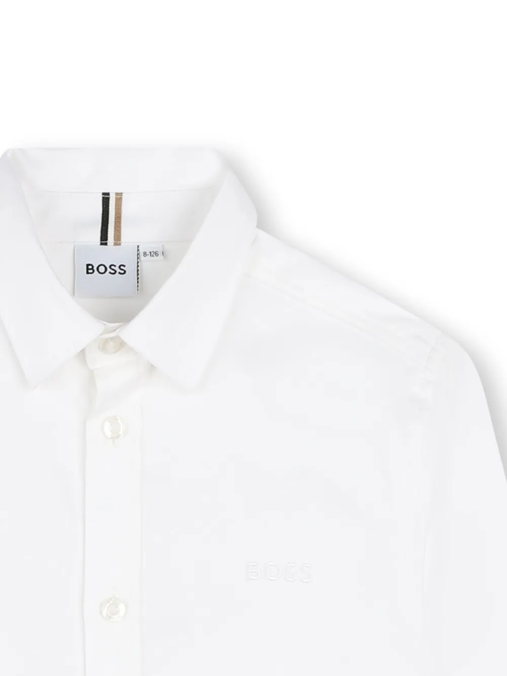 BOSS Kidswear Katoenen shirt met geborduurd logo Wit