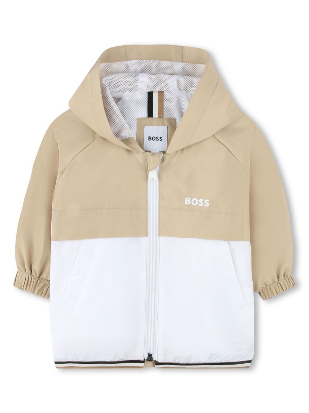 BOSS Kidswear logo-print hooded windbreaker - Neutrals