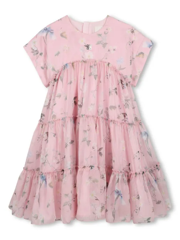 GIVENCHY KIDS ワンピース ピンク Givenchy Kids フローラル ラッフル ワンピース | ピンク | FARFETCH JP