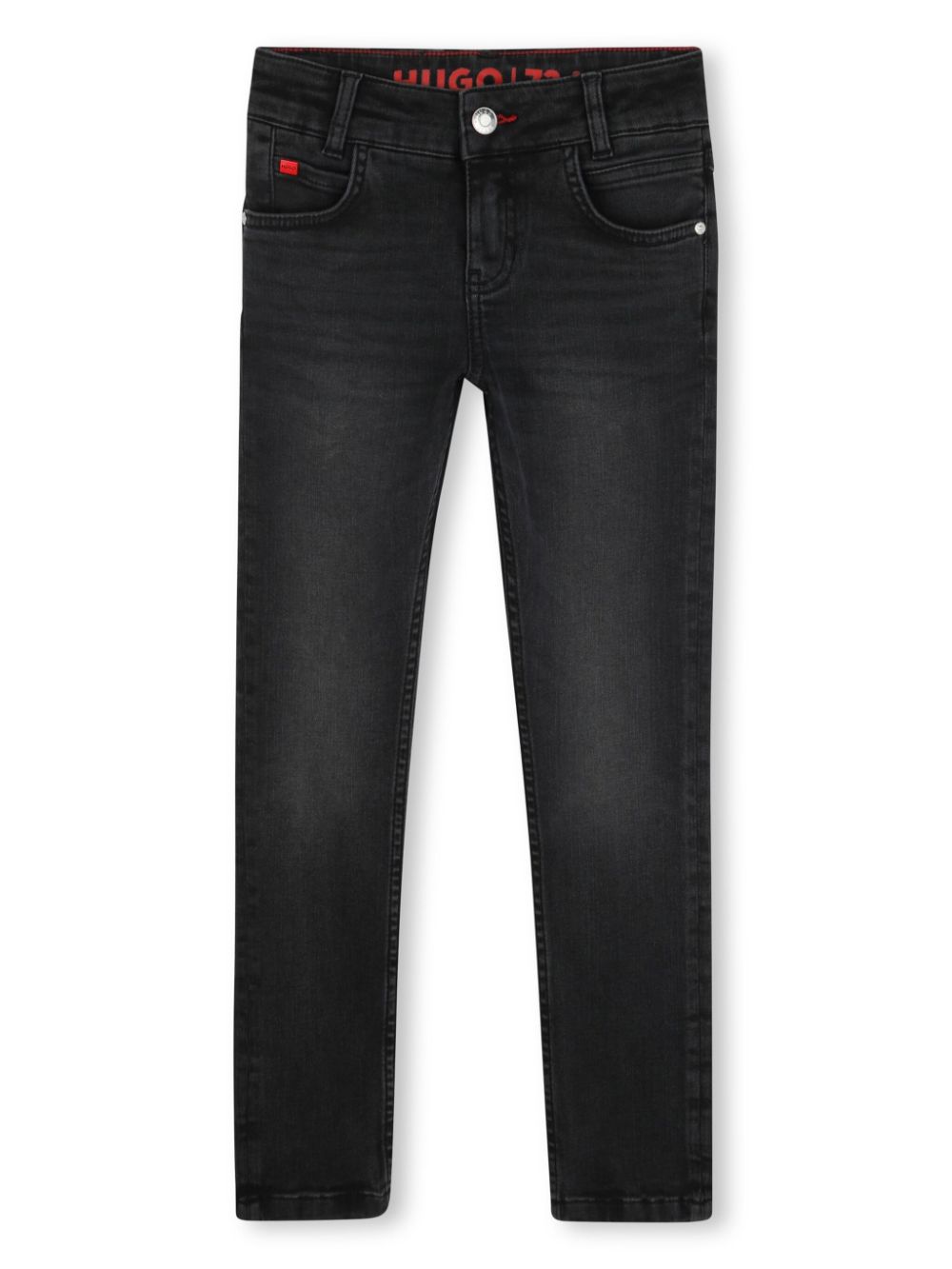 HUGO KIDS logo-patch tapered jeans - Black