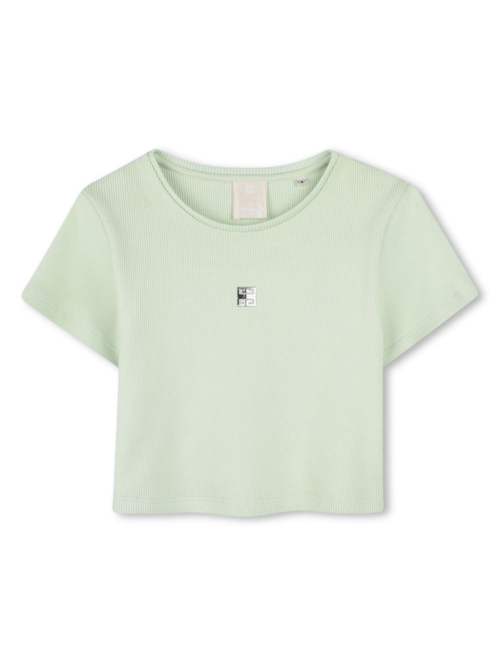 Givenchy Kids Ribgebreid T-shirt met logoplakkaat Groen