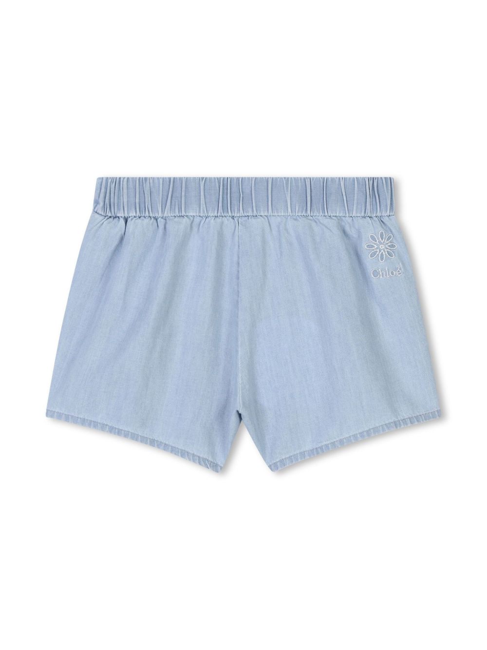 Chloé Kids scallop-edge denim shorts - Blue