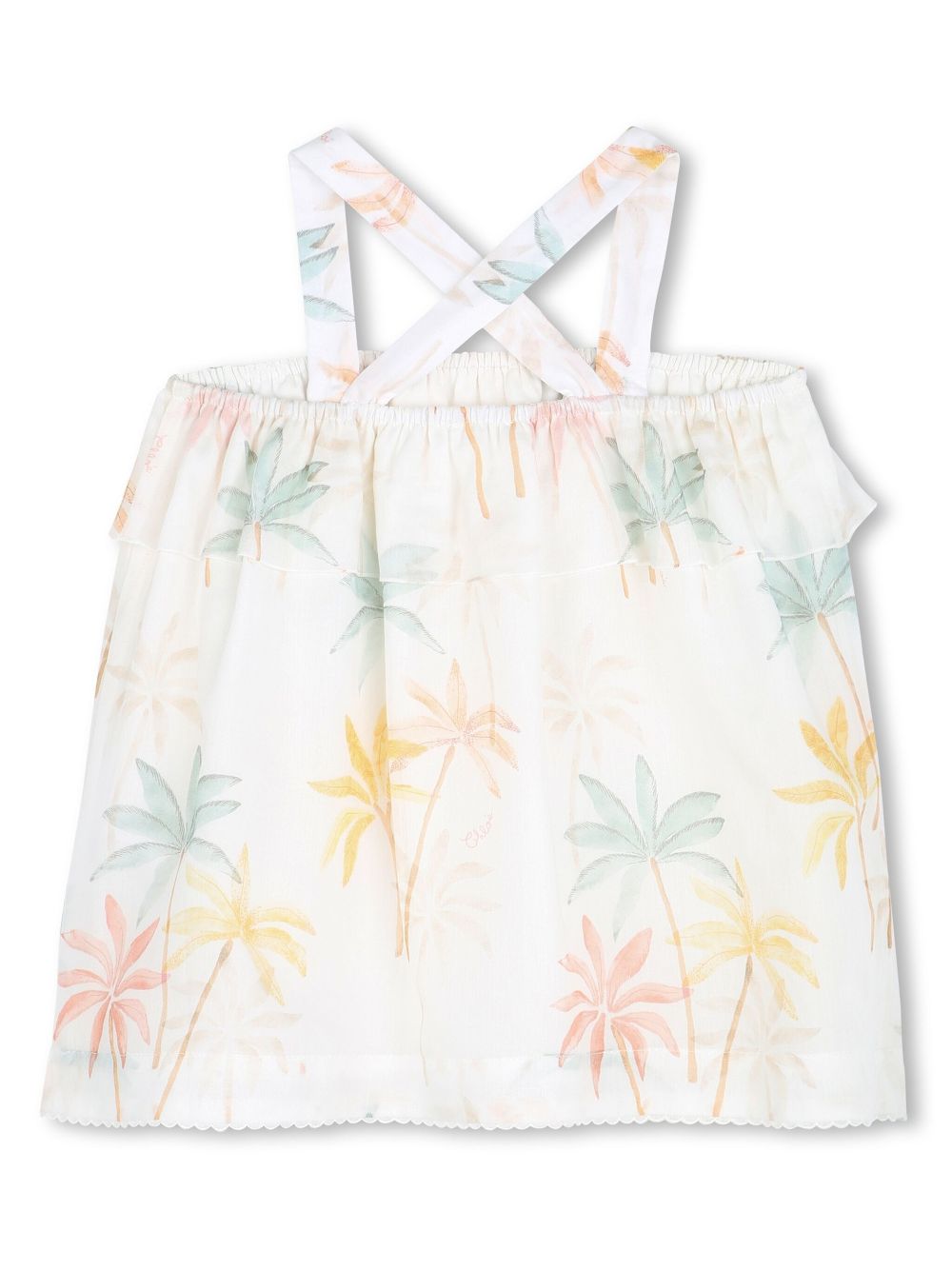 Chloé Kids Katoenen jurk met veelkleurige print - Wit