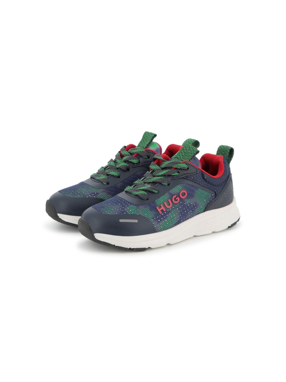 HUGO KIDS abstract-print sneakers Blauw