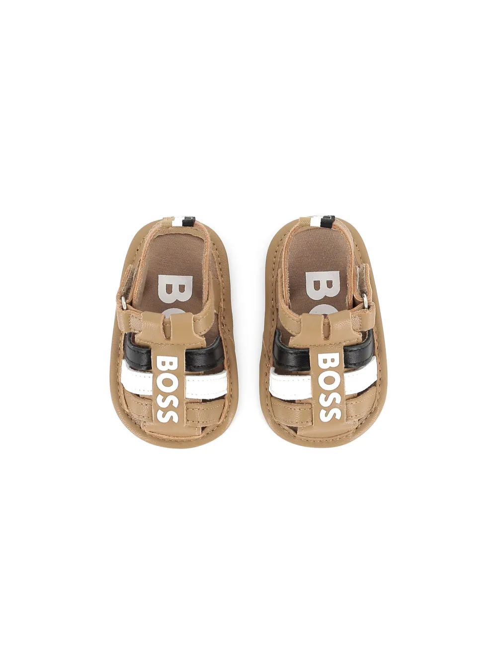 BOSS Kidswear Sandalen met logoprint Beige