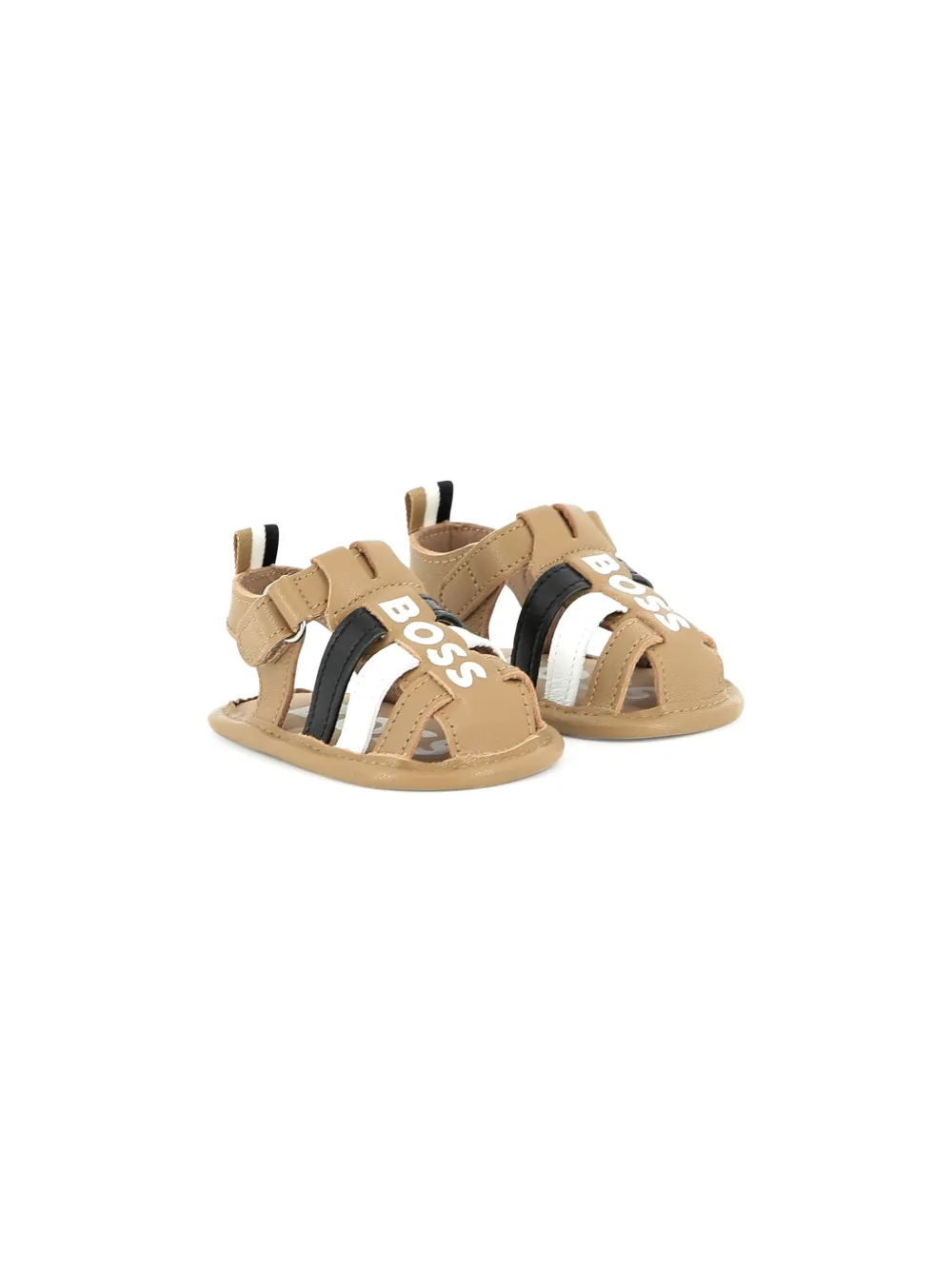 BOSS Kidswear Sandalen met logoprint Beige