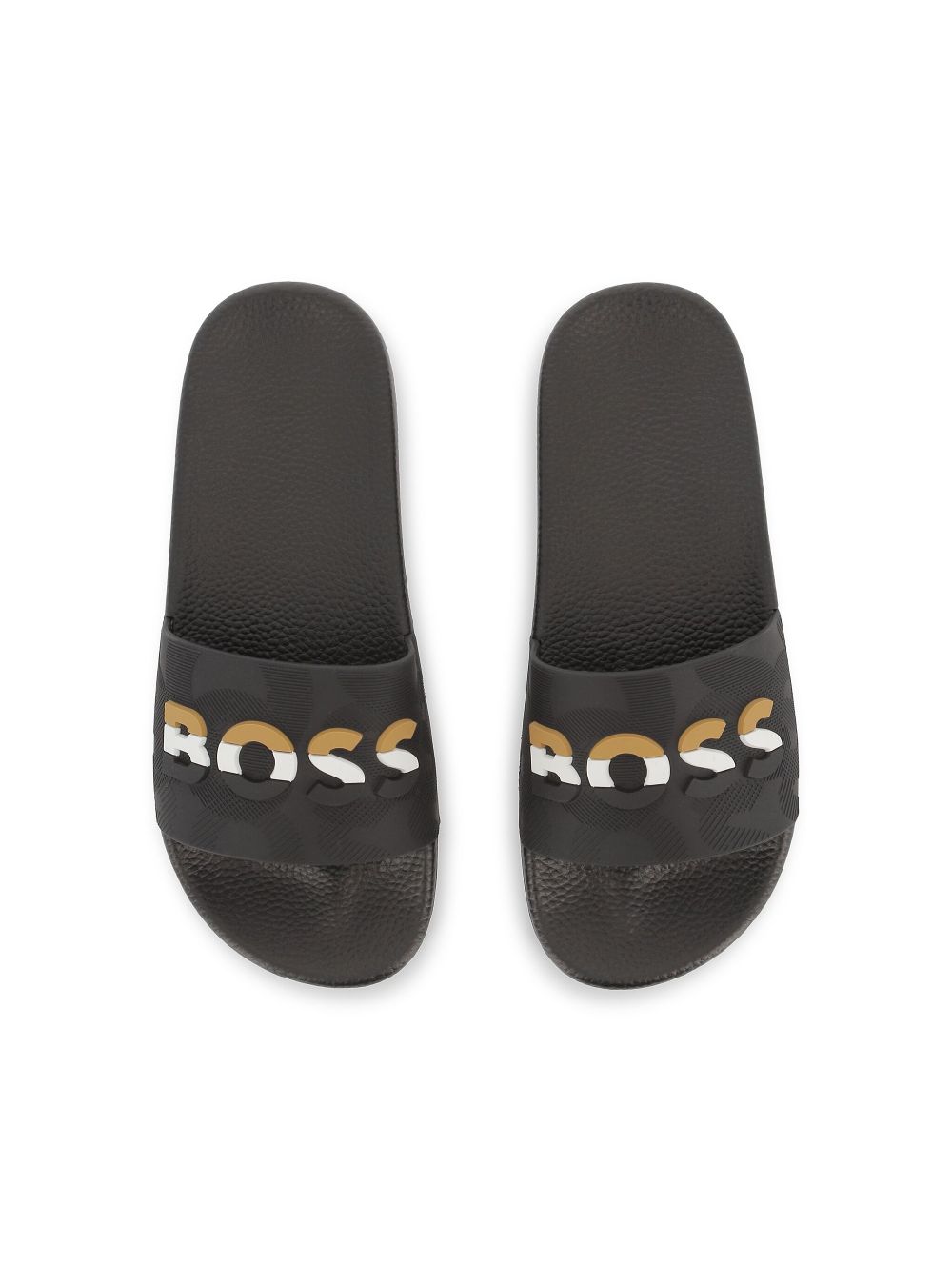 BOSS Kidswear logo-embossed slides Black