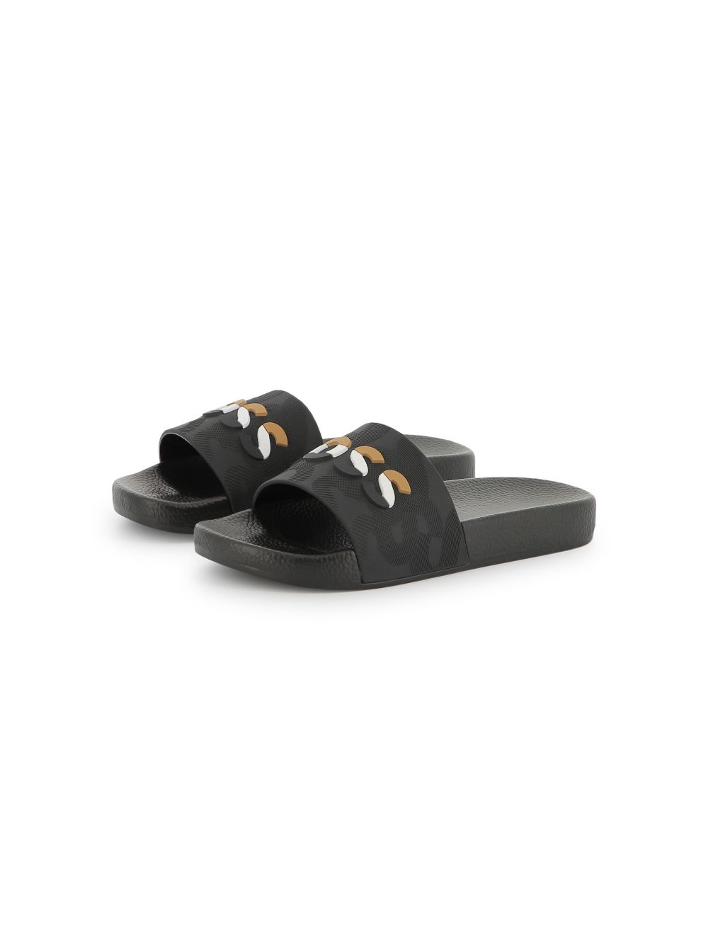 BOSS Kidswear logo-embossed slides Black