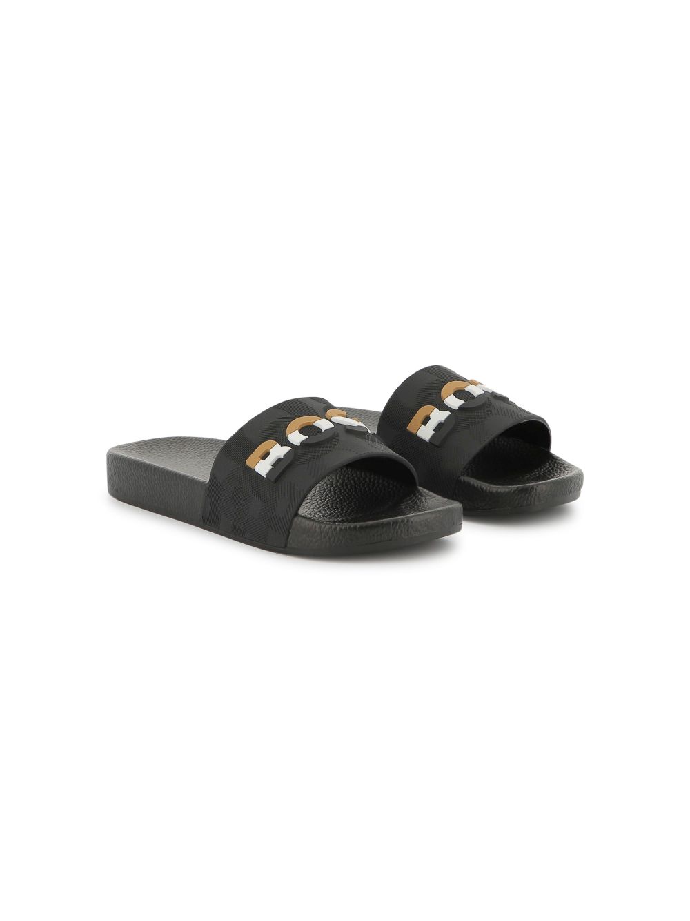 BOSS Kidswear logo-embossed slides Black