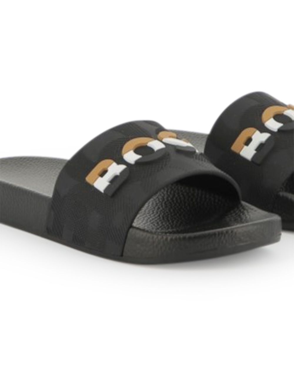 BOSS Kidswear logo-embossed slides Black