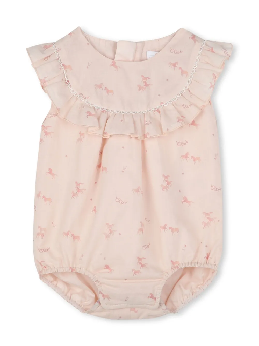 Chloé Kids Romper en muts met grafische print Roze