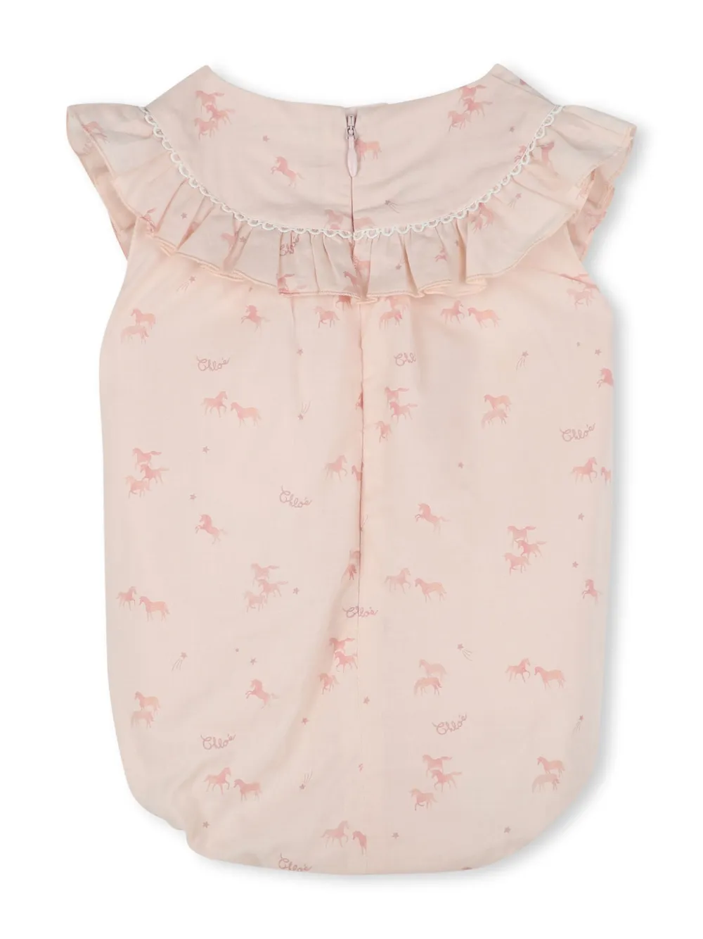 Chloé Kids Romper en muts met grafische print Roze