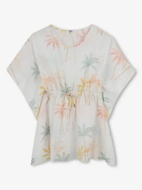 Chloé Kids vestido con estampado Palm Grove