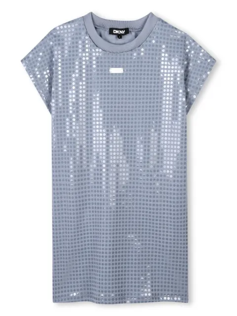 Dkny Kids تيشيرت طويل مزين بترتر