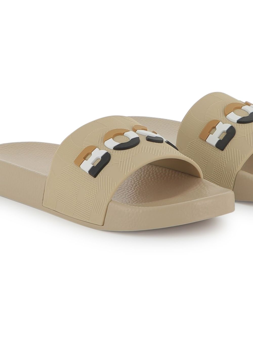 BOSS Kidswear logo-embossed slides - Neutrals