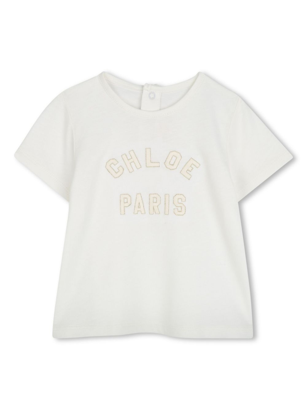 Chloé Kids logo-embroidered cotton T-shirt - White