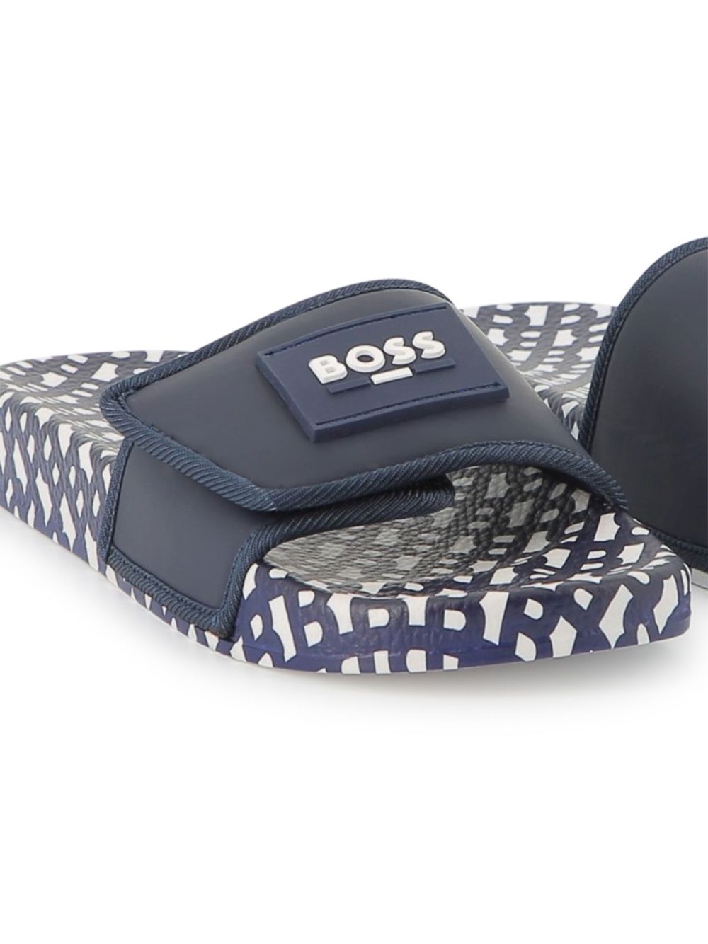 BOSS Kidswear Slippers met logoprint - Blauw