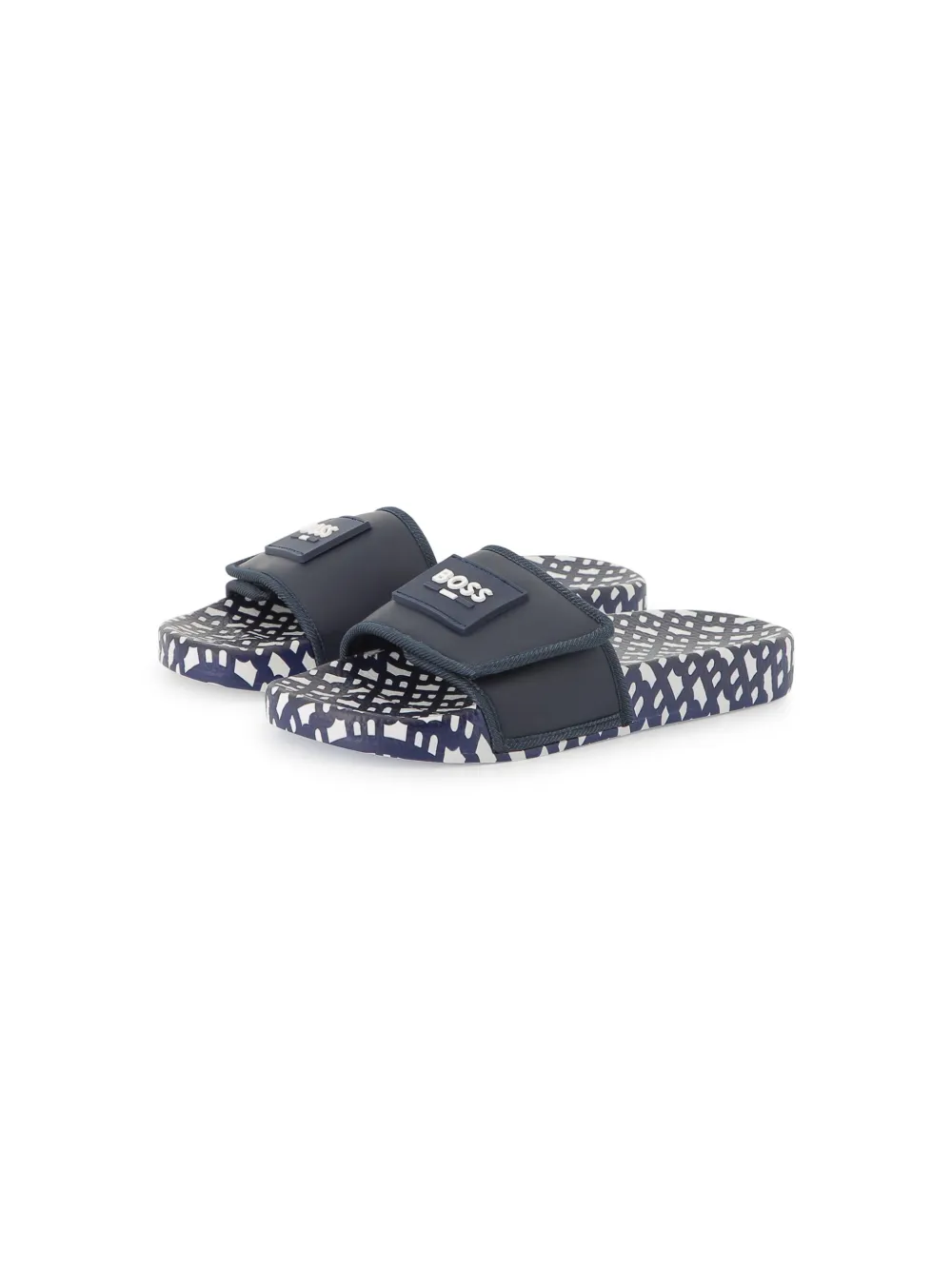 BOSS Kidswear logo-print slides Blue