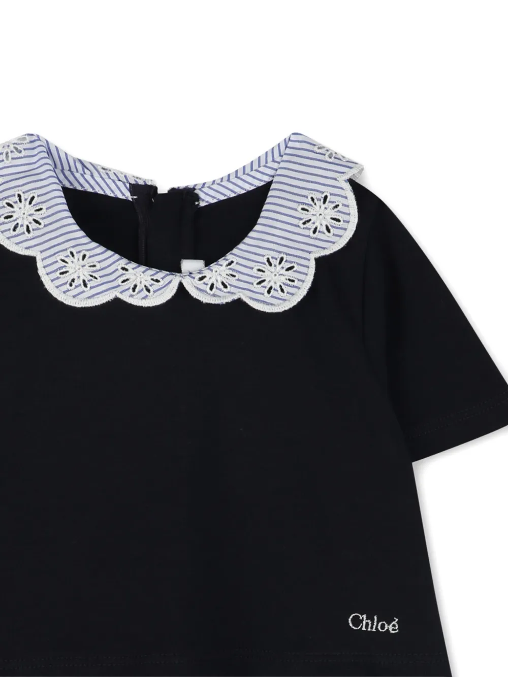 Chloé Kids Jurk met geborduurde bloemen Blauw