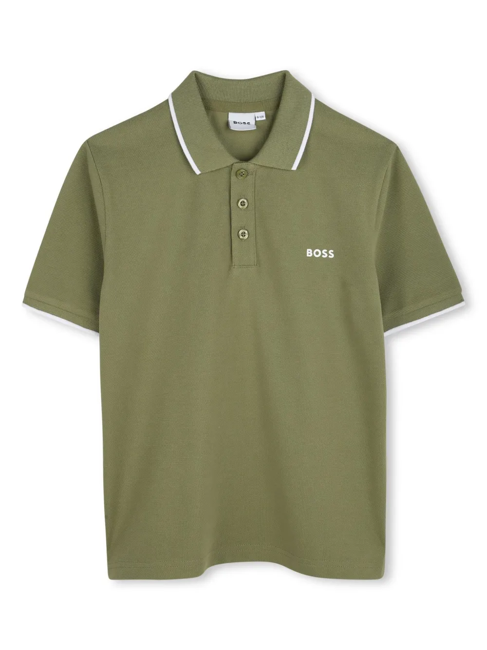 BOSS Kidswear Katoenen poloshirt met logoprint Groen