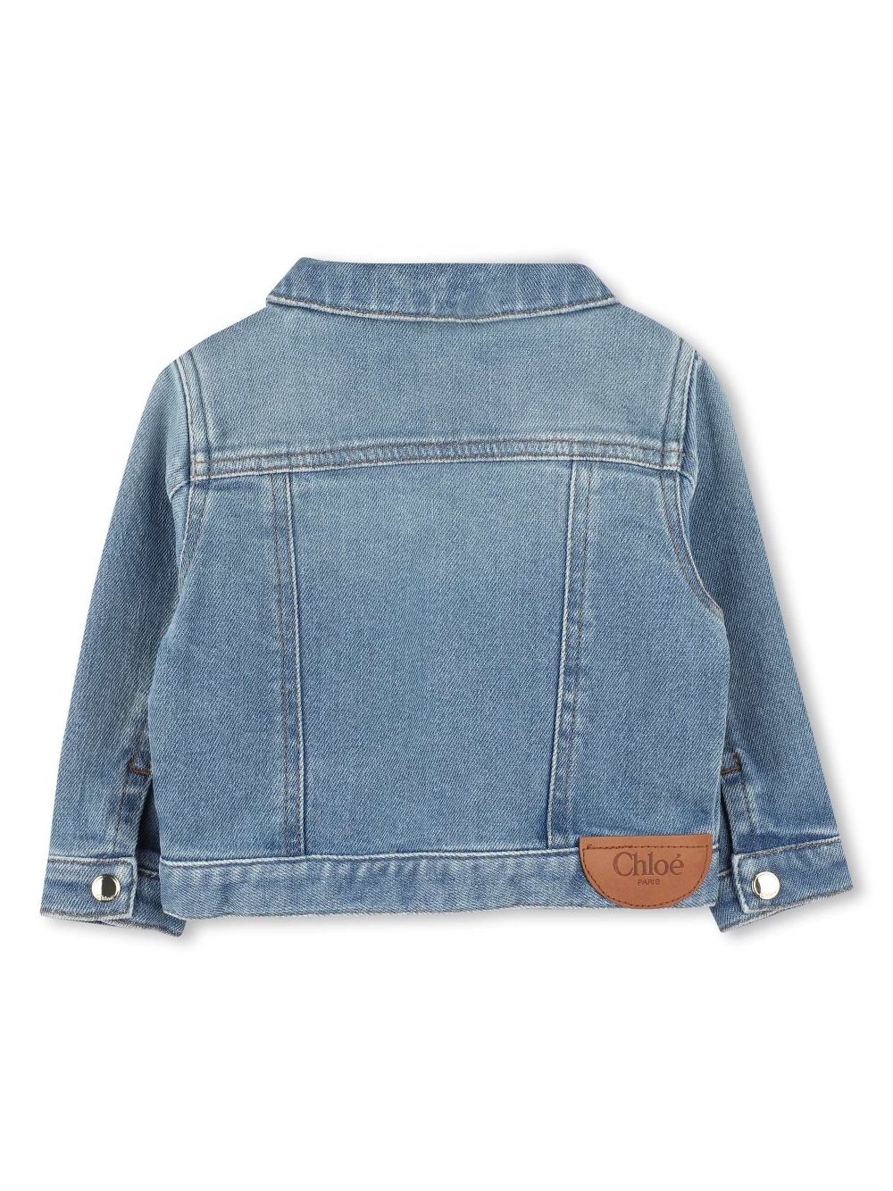 Chloé Kids logo-patch denim jacket - Blue