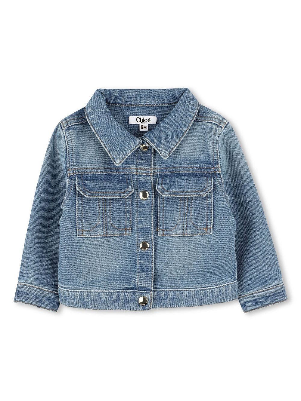 Chloé Kids logo-patch denim jacket - Blue