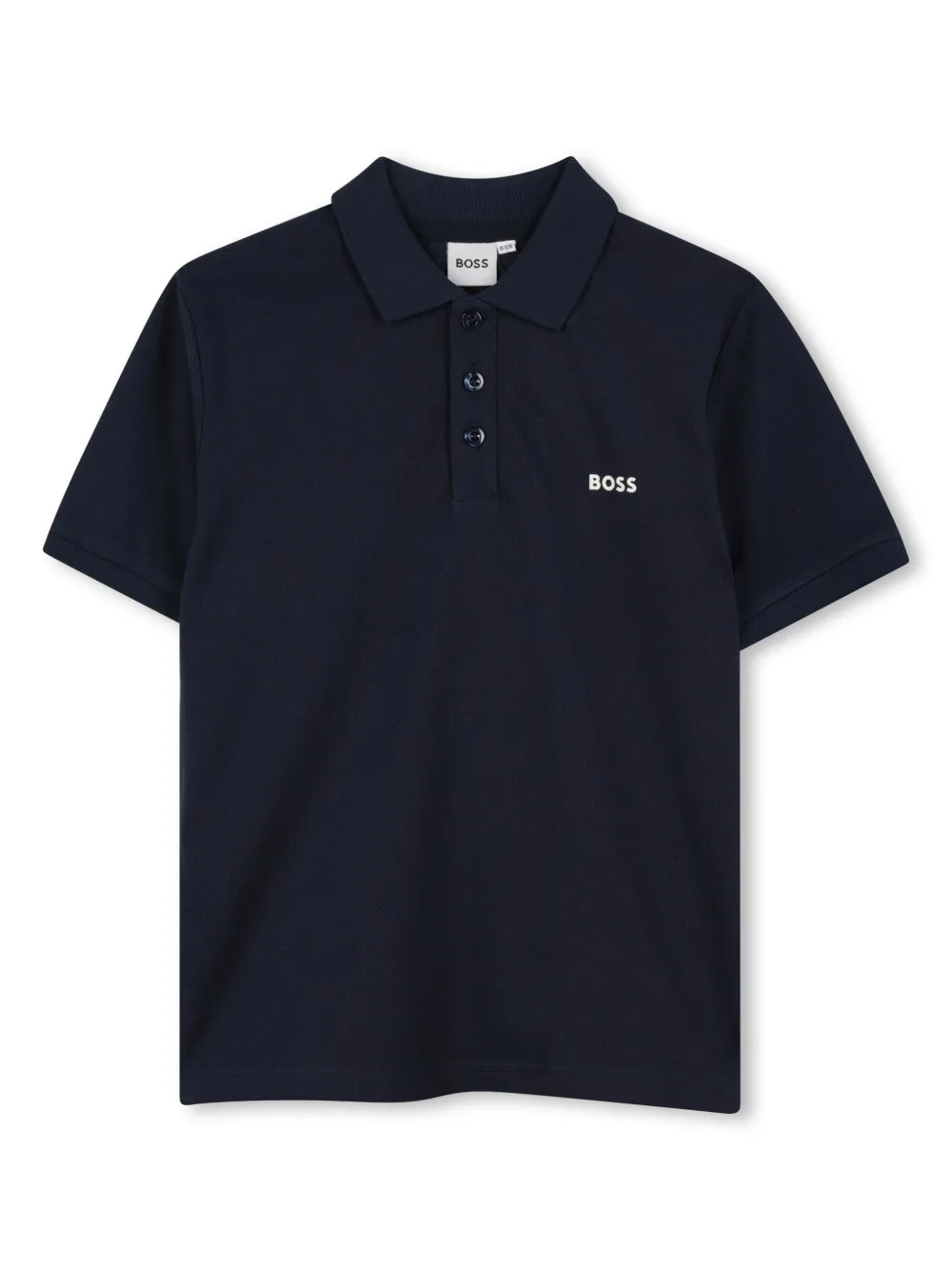 BOSS Kidswear Katoenen poloshirt met logoprint Blauw